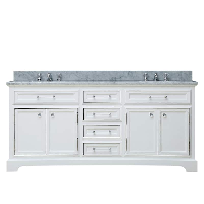 Water Creation Derby 72-inch Solid White Double Sink Bathroom Vanity