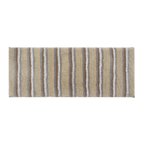 Home Weavers Inc Home Weavers Glamour Collection 100% Polyester Microfiber TPR Non-Slip Machine Washable Bathroom Rug 20X54 - Linen