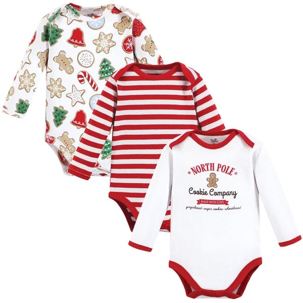 slide 1 of 1, Touched by Nature Organic Cotton Long-Sleeve Bodysuits, Christmas Cookies 0-3 Months - Christmas Cookies