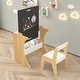 preview thumbnail 1 of 13, Kids Table Set with One Chair, Multifunctional Wooden Children Study Table-Convertible Tabletop for Study, Drawing & Play White