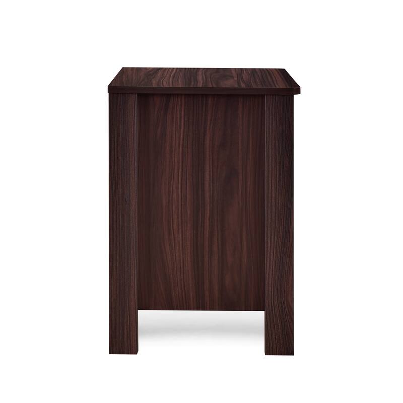 Faux Wood Nightstand with 2 Drawers, Contemporary Design, Easy Toolless Assembly, Storage Organizer for Bedroom