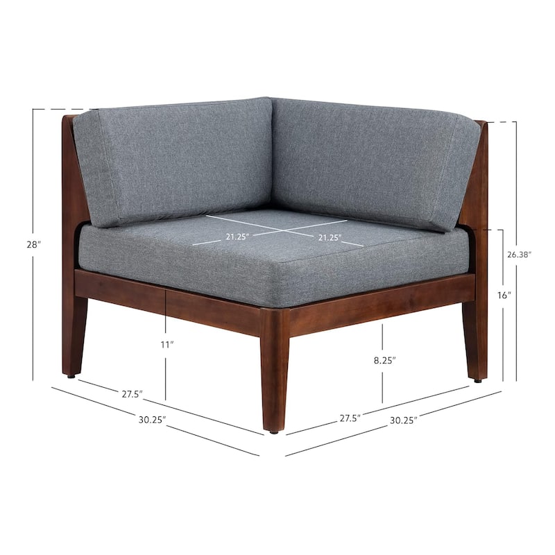 Sayre Outdoor Acacia Corner Chair with Cushion