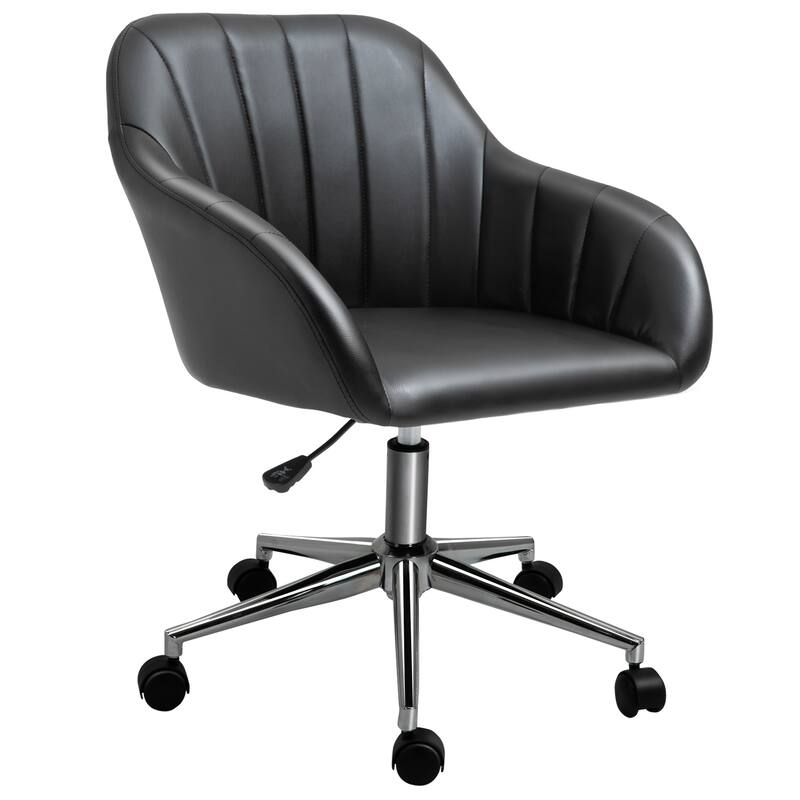 Vinsetto Mid Back Home Office Chair Computer Desk Chair with PU Leather, Adjustable Height, Swivel Wheels for Study, Bedroom