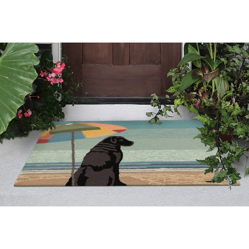 Liora Manne Frontporch Parasol And Pup Indoor/Outdoor Rug