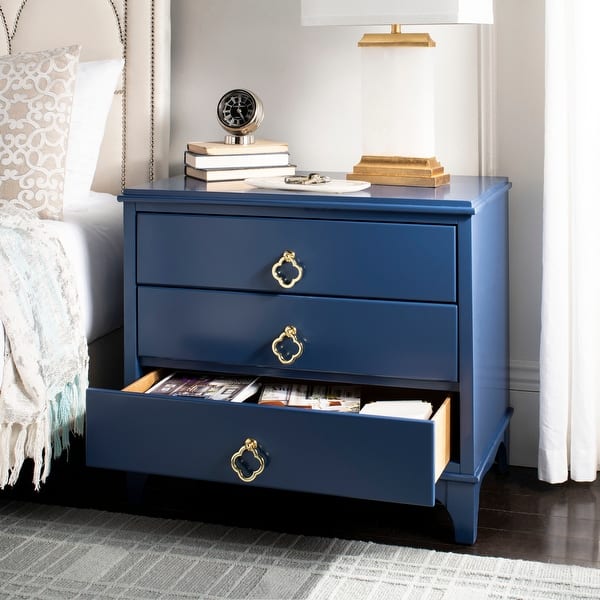 Shop Safavieh Hannon Nightstand Navy Brass Overstock 26275401