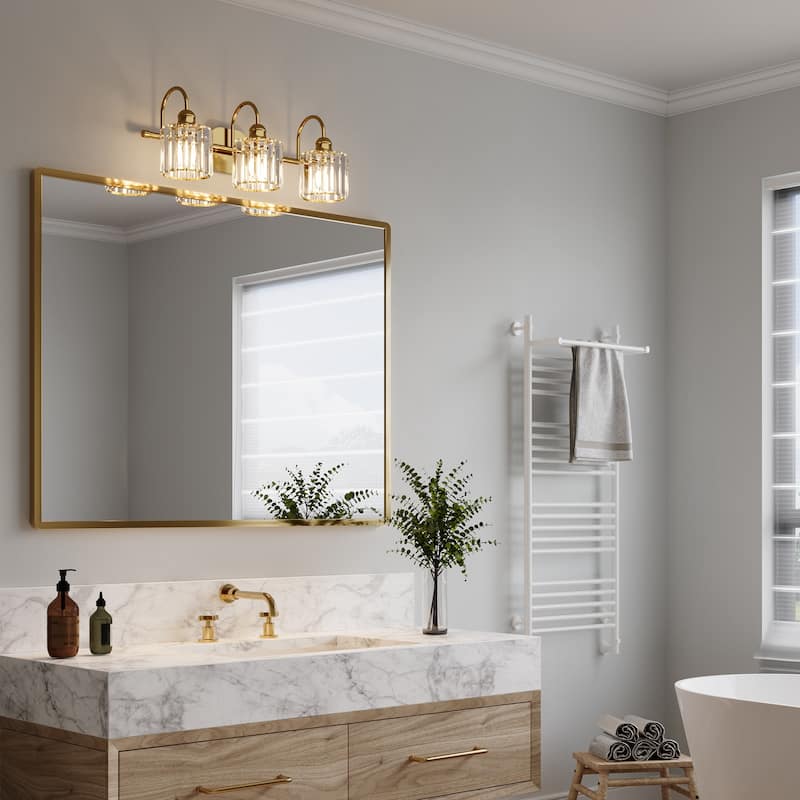 ExBrite Modern Rose Gold Dimmable Bathroom Crystal Vanity Lights