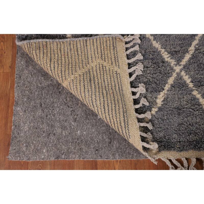 Plush Moroccan Area Rug Hand-Knotted Oriental Wool Carpet - 7'10" x 10'11"