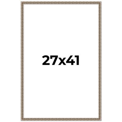 27x41 Frame Silver Versailles Ornate Solid Wood Picture Frame | 1 Inch