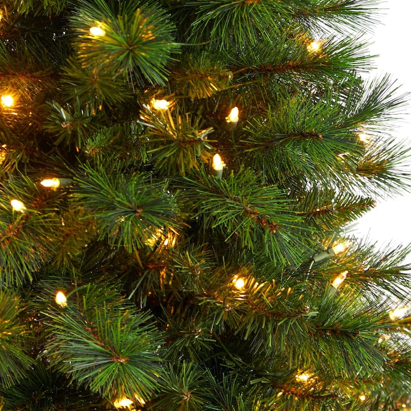 5Ft Slim Artificial Christmas Tree with Lights - Pre-Lit Holiday Decor, Realistic Pine Tree, Indoor Xmas Tree - Green - 60