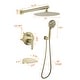 preview thumbnail 9 of 28, Wall Mount Tub Shower Faucet With Hand Shower Rainfall Shower System Set With Tub Spout Pressure Balance 10 Inch Shower Head Set