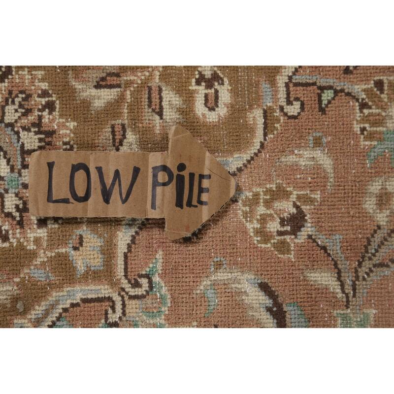 Traditional Kashan Vintage Persian Rug Hand-Knotted Pink Wool Carpet - 9'6" x 13'0"