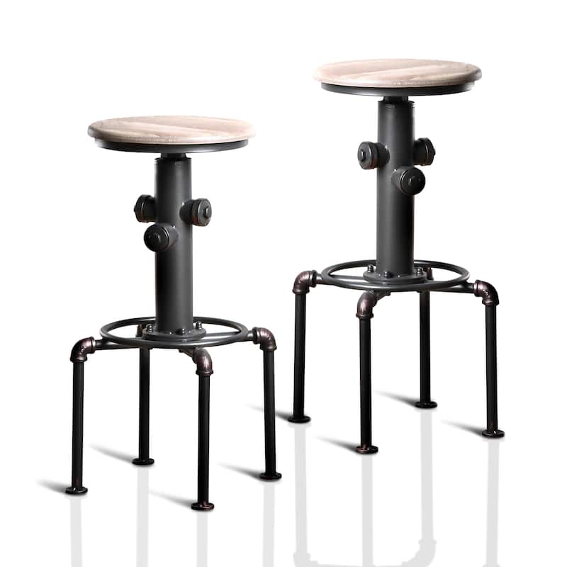 Cess Contemporary Black Metal Barstools by Furniture of America (Set of 2)