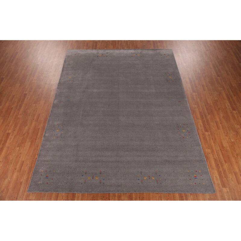 Gray Tribal Gabbeh Oriental Handmade Wool Carpet - 9'0" x 12'0"