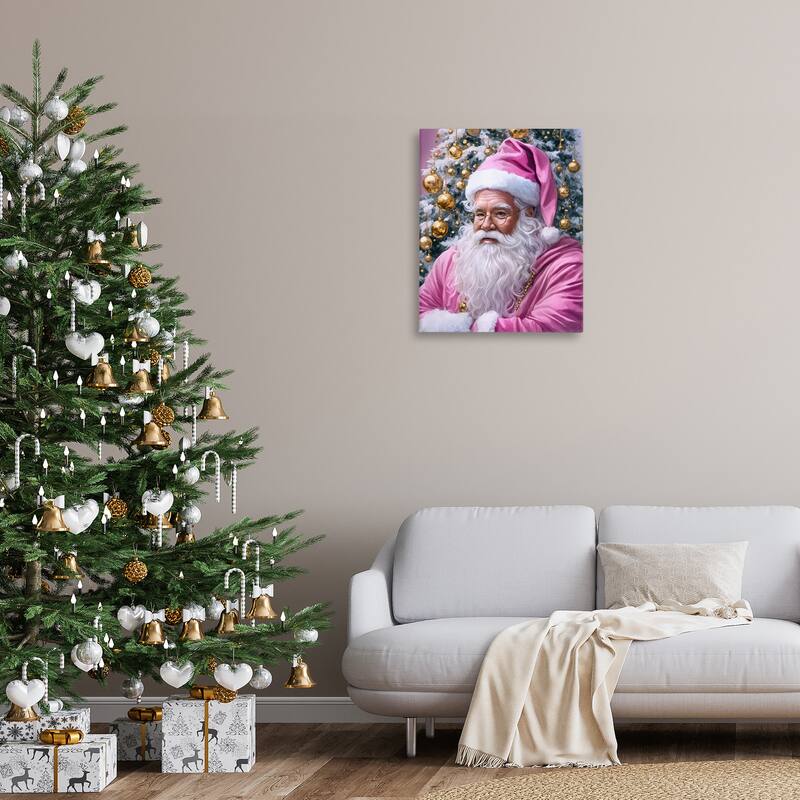 Stupell Traditional Santa in Pink Canvas Wall Art Design By Tabz Jones
