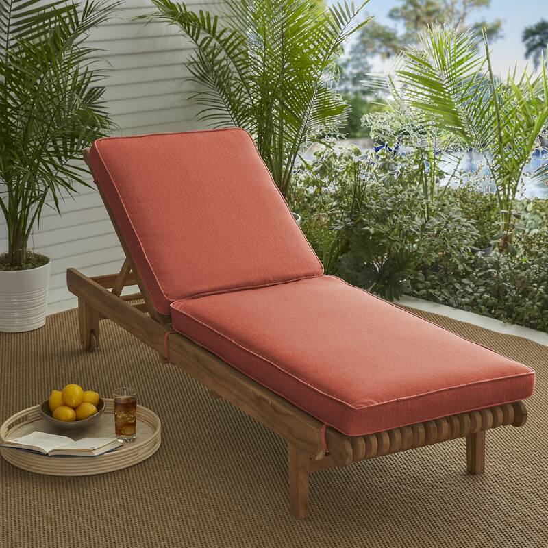 Sorra Home Sunbrella Outdoor Chaise Lounge Cushion - Sunbrella - Canvas Persimmon - 73 in L x 24 in W x 3 in D