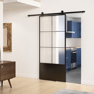 Shop Broadway Black Frame Kit Frosted Glass 37 Inch Barn Door