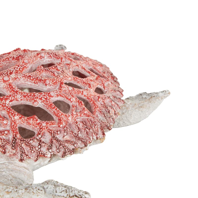 Polystone Textured Swimming Sea Turtle Decorative Sculpture with Red Shell - Reb or Blue