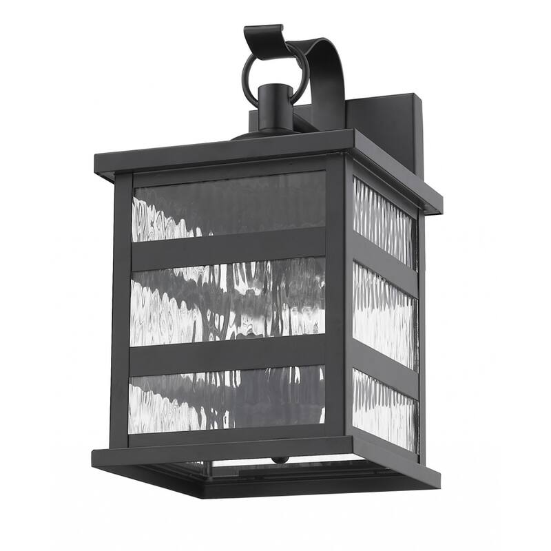 Modern Outdoor 3-Light Flush Mount Wall Lantern with Black Metal and Clear Glass Damp Rated - 16.25”H x 9”W x 10.75”D