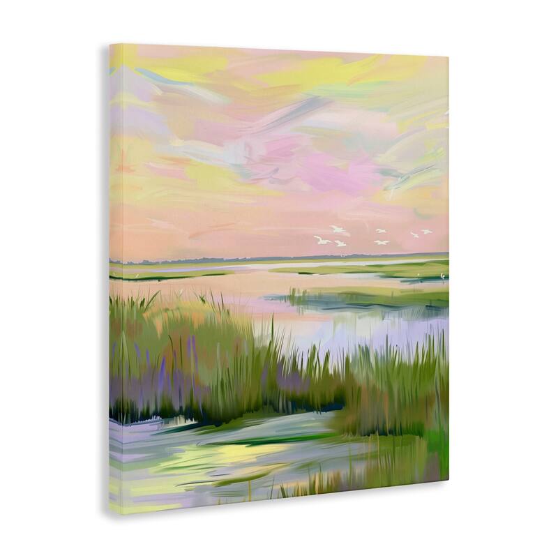 Stupell Soft Pink Marshland Sunrise Canvas Wall Art Design By Arlington Prints