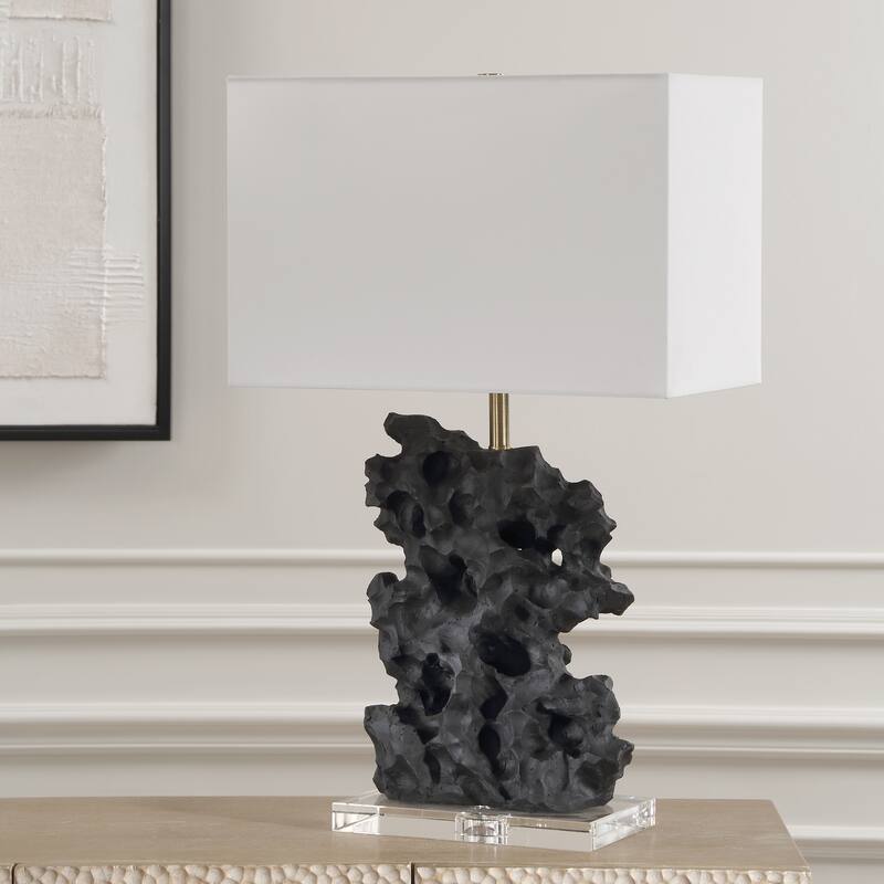 Uttermost Basalt Black Stone Table Lamp - 27.25" H X 17" W X 10" D