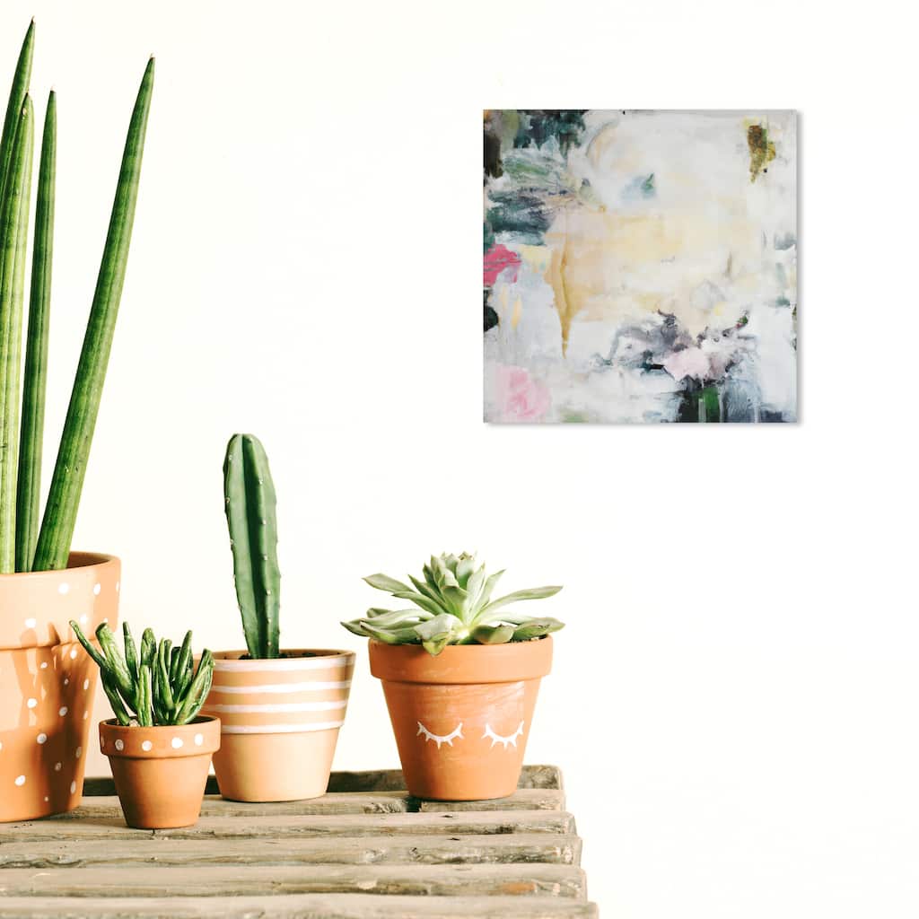 Wynwood Studio Abstract Flower Cascade White and Vanilla Modern & Contemporary Wall Art Canvas Print