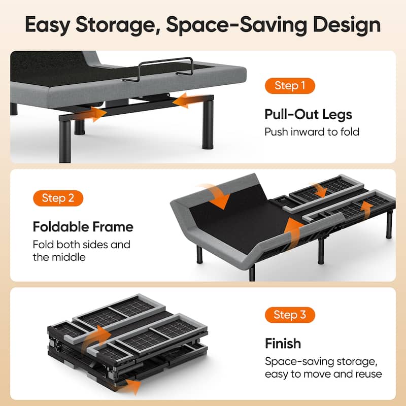 Queen Size Zero Gravity Adjustable Bed Frame with Wireless Remote