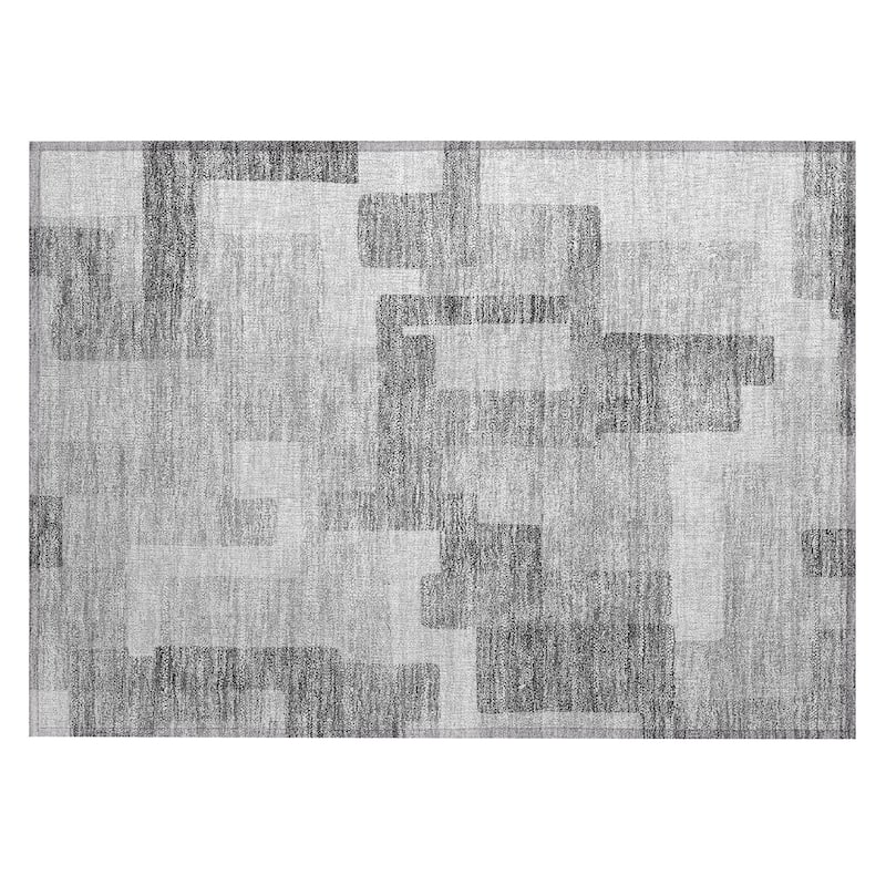 Machine Washable Indoor/ Outdoor Chantille Contemporary Blocks Rug