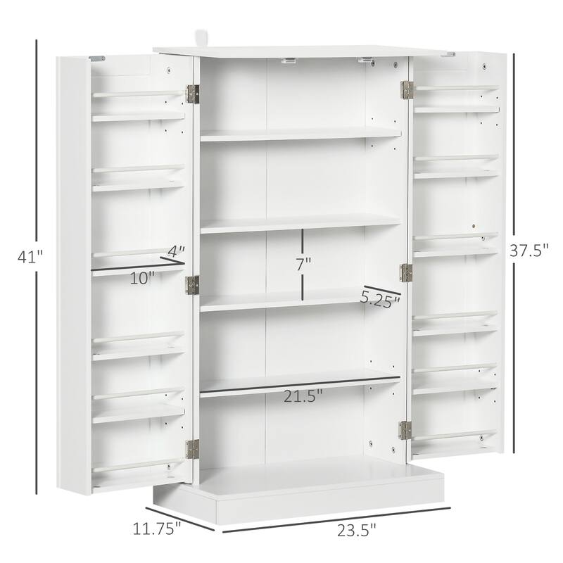 Modern Buffet Kitchen Pantry Cabinet with Adjustable Shelves and Side Racks, Small Storage Organizer Cabinet with Doors