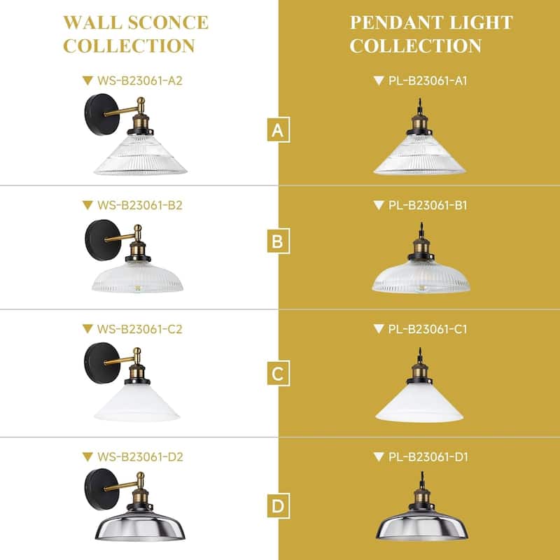 Set of 2 hallway light black vanity light glass & metal wall light