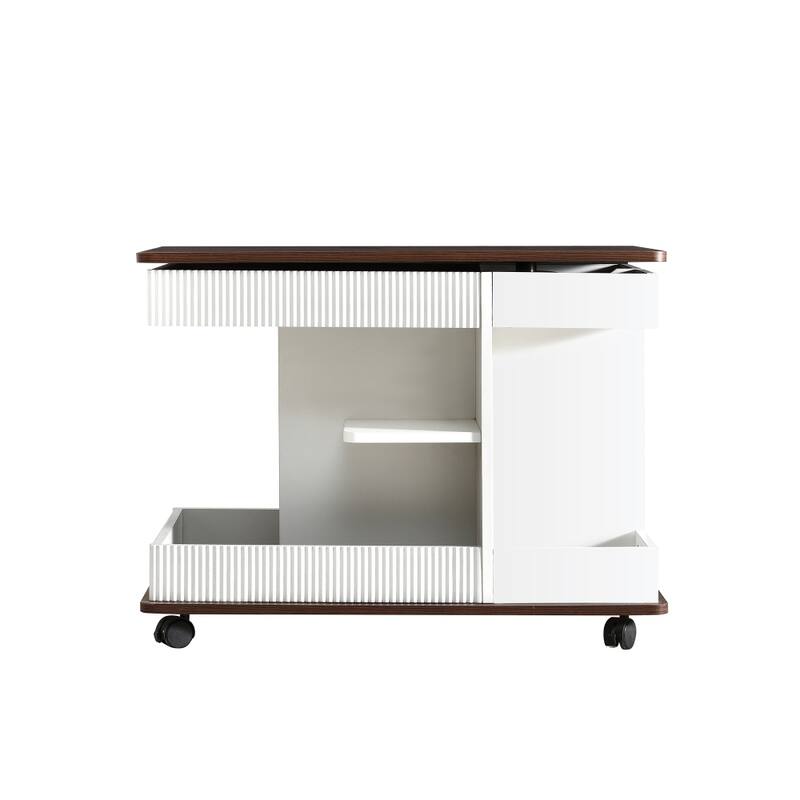 Modern Adjustable End Table with Wheels and Lift-Top for Living Room, Small Space