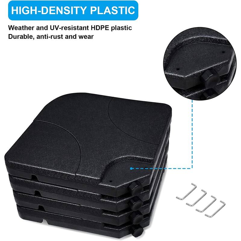 4Piece Plastic Cantilever Offset Patio Umbrella Base Plate Set with EasyFill Spouts in Black