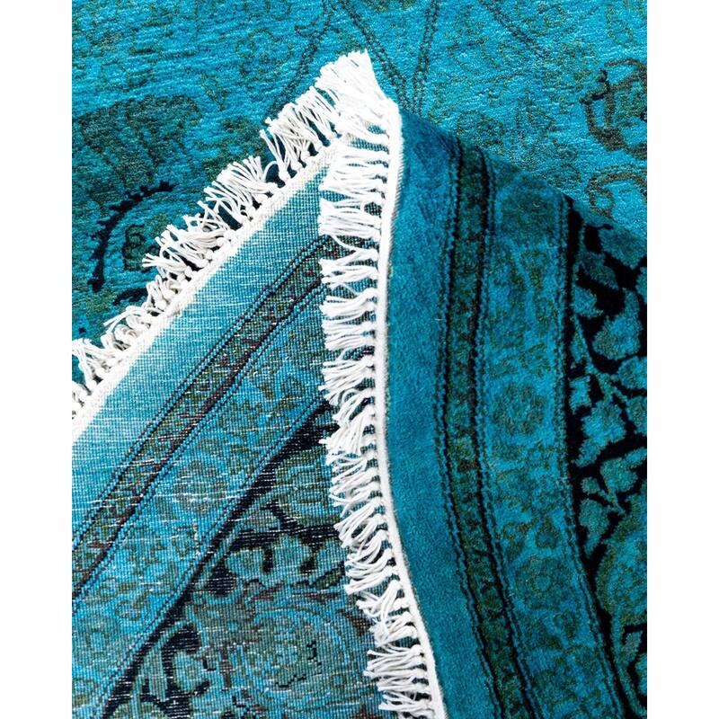 Fine Vibrance, One-of-a-Kind Handmade Area Rug - Blue, 6' 0" x 9' 0" - 6' 0" x 9' 0"
