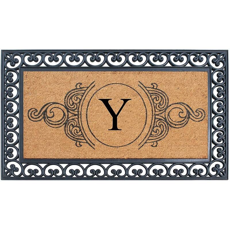 A1HC 30" x 48" Heavy-Duty Rubber & Coir Outdoor Doormat with Copper/Black Border – Large, Non-Slip Backing - Y
