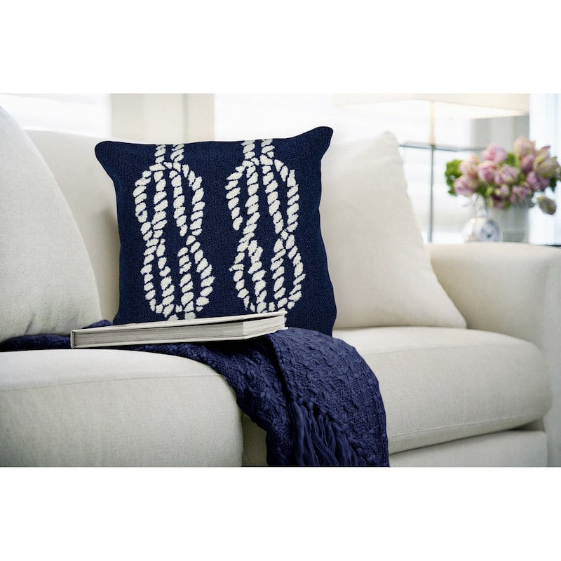 Liora Manne Frontporch Ropes Indoor/Outdoor Pillow Navy 18" Square - Accent - 18" x 18" - Polyester - Navy