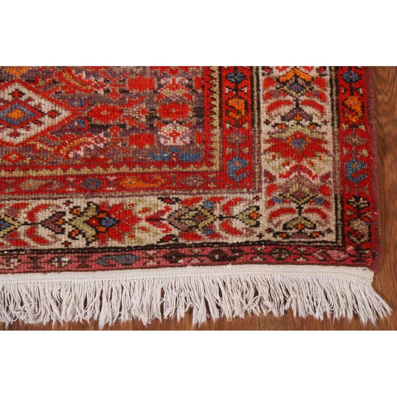 Pre-1900 Antique Blue Malayer Persian Runner Rug Handmade Wool Carpet - 3'2"x 16'7"