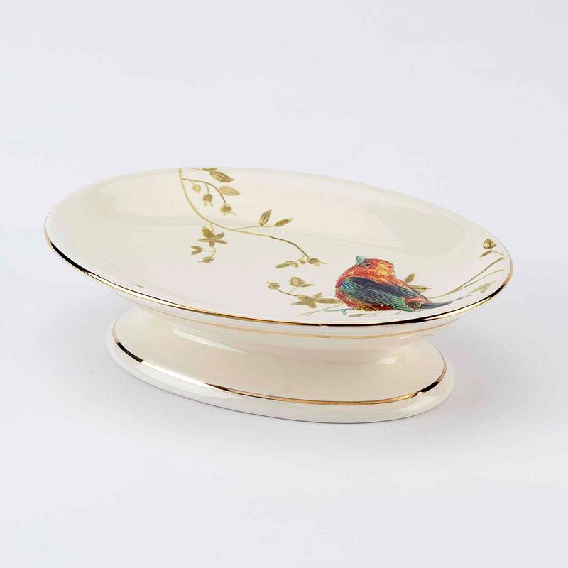 Avanti Linens Gilded Birds Soap Dish - Ivory - Soap Dish