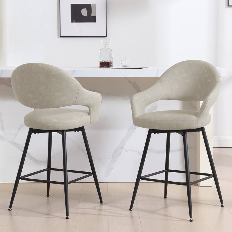 26" Velvet/ Faux Leather Counter Height Swivel Bar Stools Set of 2/4 - 39.2"H x 20.4"W X 22"D