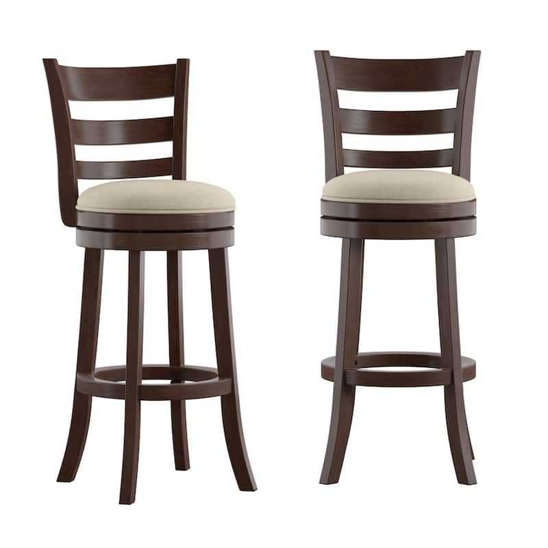 Rovinj Ladder Back 29"H Swivel Bar Stool - Cherry-Beige