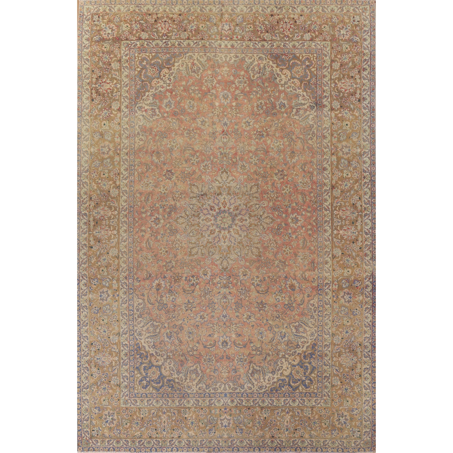 Hand Knotted Oriental 100% Wool Carpet Traditional Floral Oranges & Rust Kashan Area Rug - 13' 0'' X 9' 6''