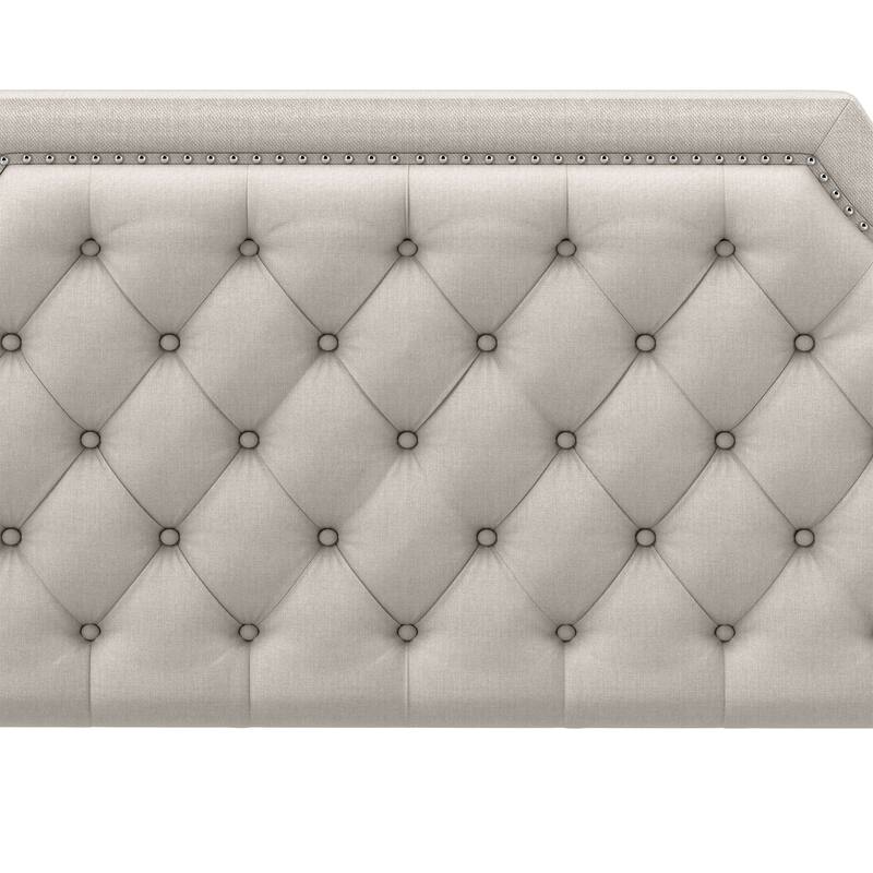Moasis Linen Upholstered Platform Bed Velvet Bed Frame with Adjustable Headboard
