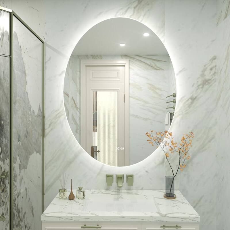 KIOTEE Oval Backlit LED Lighted Anti-Fog Bathroom Vanity Mirror with ETL and 3-Year Warranty - 32x24