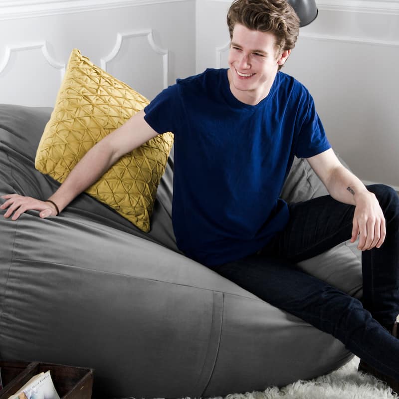 Jaxx 5.5 Foot Lounger Bean Bag Loveseat For Adults Microsuede On