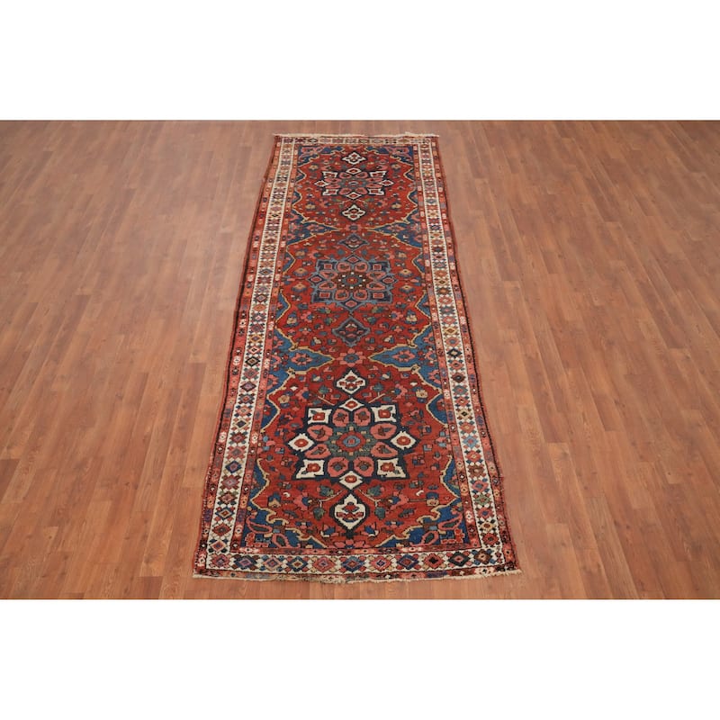 Hand Knotted Oriental 100% Wool Carpet Traditional Floral Oranges & Rust Bakhtiari Runner Rug - 10' 2'' X 3' 9''