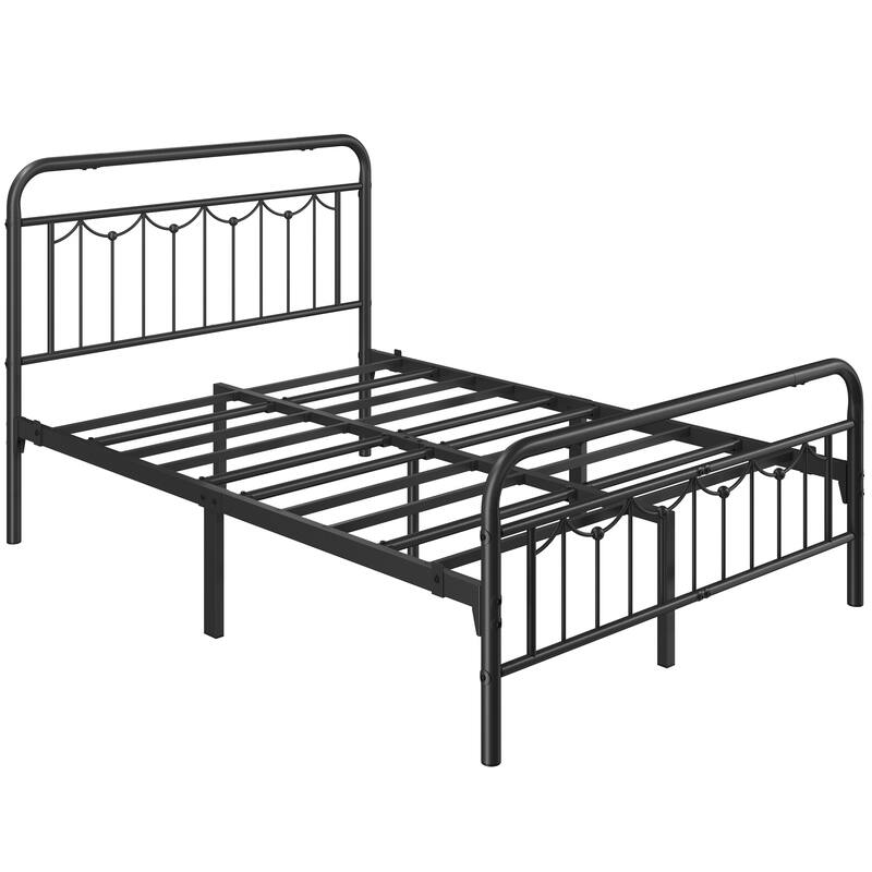 Yaheetech Metal Platform Bed Frame with Vintage Headboard and Footboard Metal Bed Base