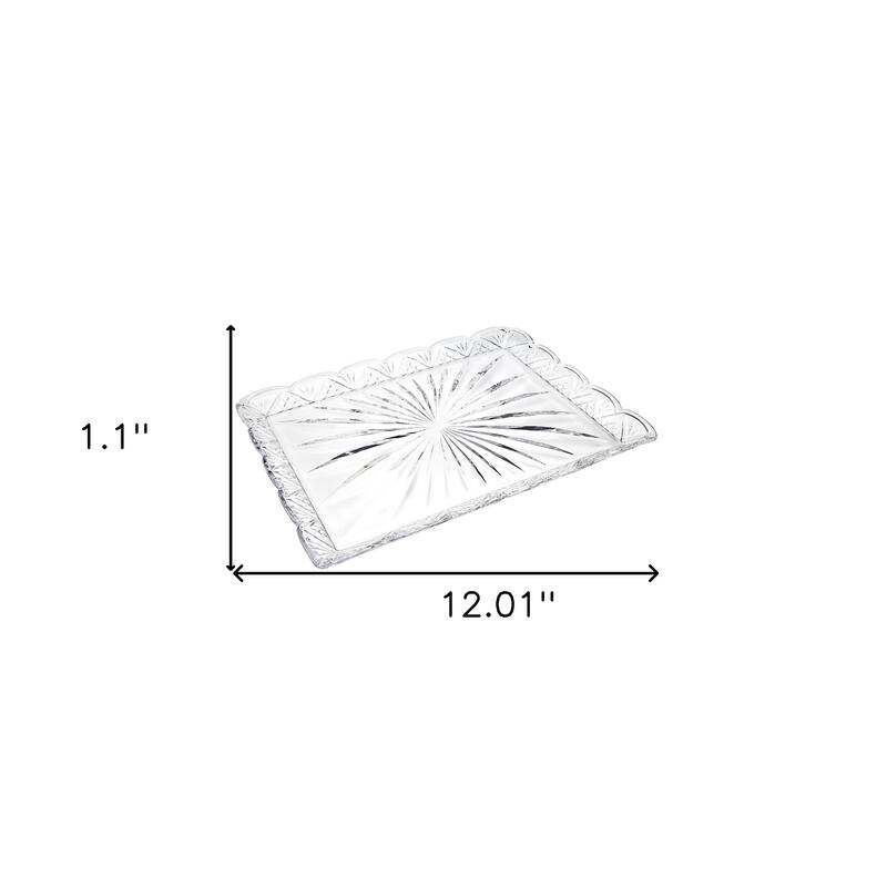HomeRoots 16" Clear Rectangular Crystal Serving Tray