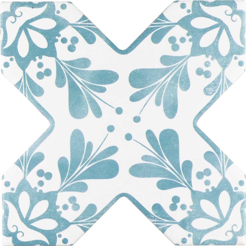 Siena 5" Star with Cross Deco Matte Ceramic Wall and Floor Tile (10.76 sq ft/case) - 54 Pack