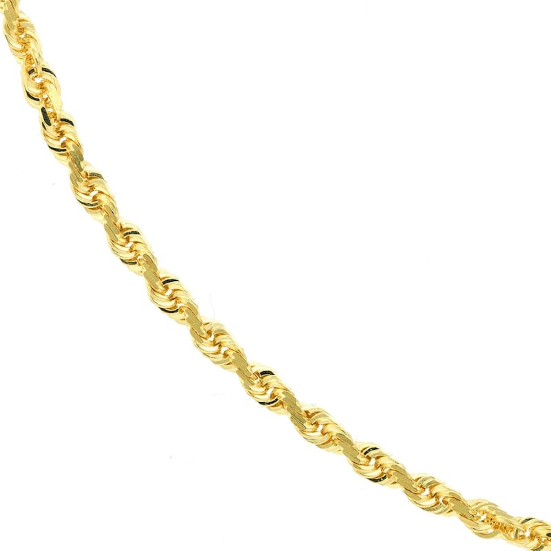 Curata 10k Yellow Gold 2.15mm Diamond Cut Rope Chain Necklace (Lobster)
