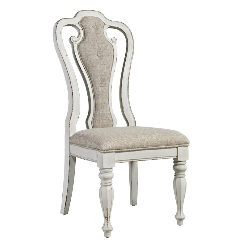 Magnolia Manor Antique White Weathered Bark 7 Piece Leg Table Set