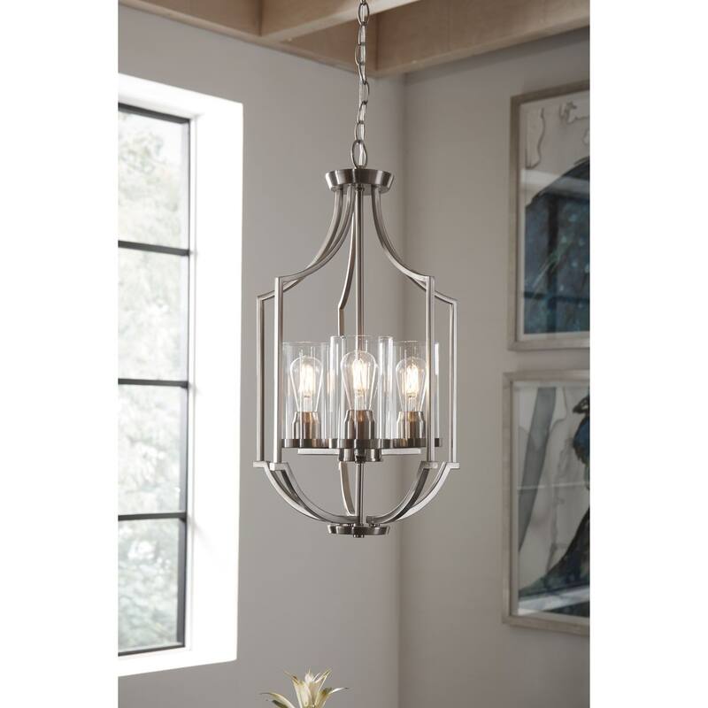 Lassiter Collection Three-Light Brushed Nickel Foyer - 23.200" x 17.000" x 9.000"