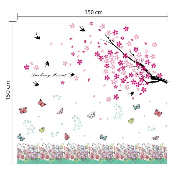 dimension image slide 1 of 2, Walplus Spring Flowers Butterflies Children Wall Sticker Nursery Decor